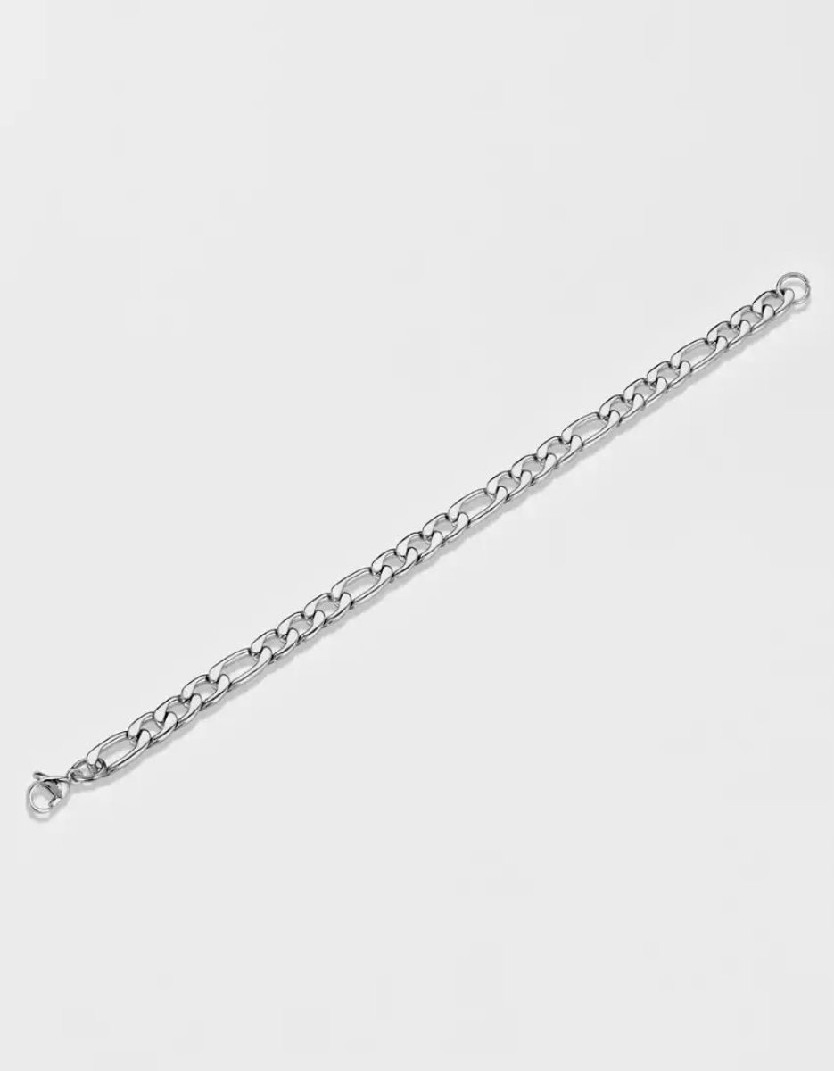 Bijoux American Eagle Stainless Steel 8mm Figaro Chain Bracelet Argent Homme | UZN-26439676